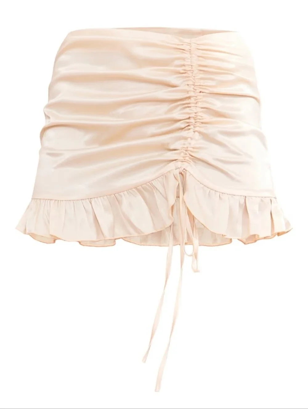 Lemon Satin Ruffled Mini Skirt - Picture 6 of 9
